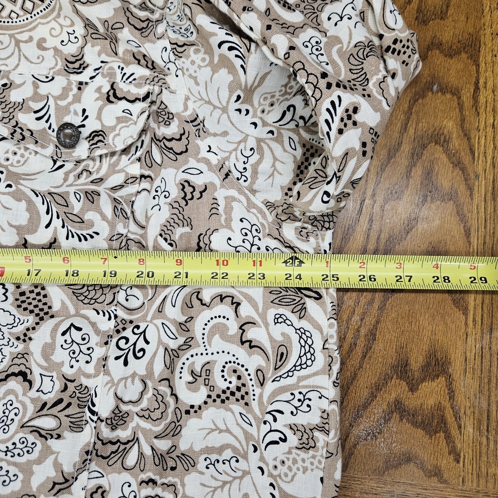 Anthropologie Lucy & Laurel Linen Jacket Womens 2X Paisley Boho Trucker Style - Picture 10 of 14